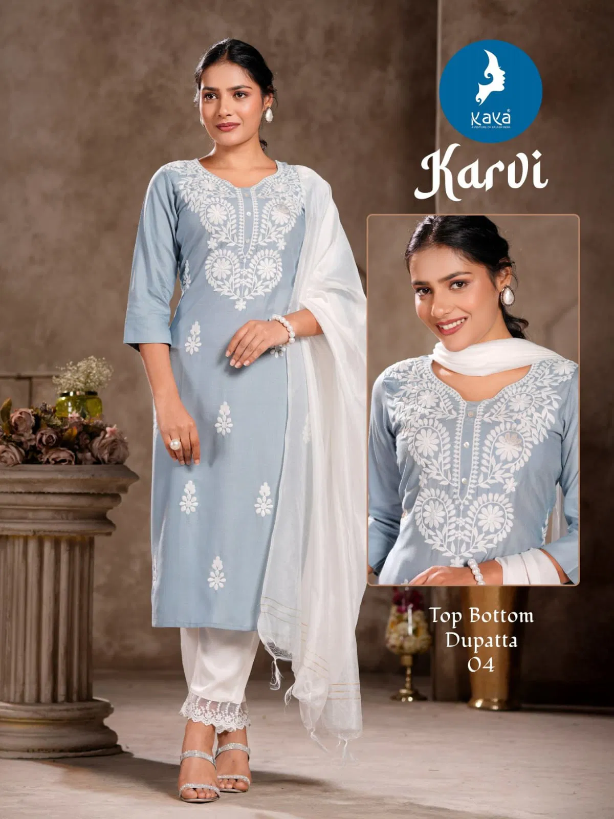 Karvi By Kaya Rayon Wholesale Kurti With Bottom Dupatta Suppliers In Mumbai